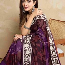 Mitera Floral Printed Zari Pure Georgette Saree-picture-22