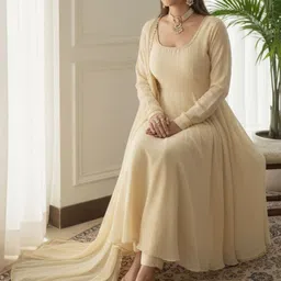 JISHNAM Panelled Silk Georgette Anarkali Kurta With Pyjama & Dupatta image 5