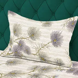 KLOTTHE Beige Floral Polycotton Single Bedsheets image 3