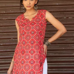 Moda Rapido Print Ethnic Cotton Longline Top image 5