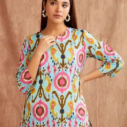 SANASH Collections Printed Round Neck Top With Trousers Co-Ords image 5