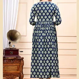 GORDHAN Ethnic Motifs Printed Round Neck A-Line Maternity Kurta image 2