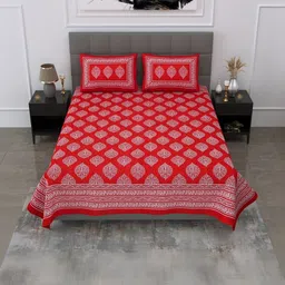 MILAAV Red 144 TC King Bedsheet with 2 Pillow Covers-picture-22