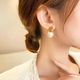 COOLWOOL Circular Shaped Korean Drop Earrings image 4