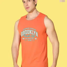 WOOSTRO Pack Of 2 Printed Pure Combed Cotton Gym VestsVWS26(BKLN ORANGE)(98 RUST)-picture-26