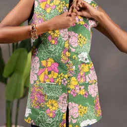 THE BEHRUZ THEORY Printed Mandarin Collar Pure Cotton Single-Breasted Blazers image 5