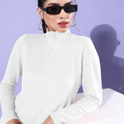 Dream Beauty Fashion Women High Neck Half Zipper Top-picture-15