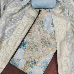 KALINI Embellished Unstitched Dress Material-picture-30