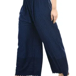 Brainbees Women Striped Embroidered Elasticated Wide Leg Regular Palazzos image 2