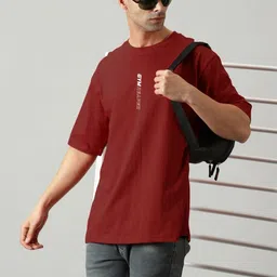 SLOWLORIS Men Graphic Printed Round Neck Oversized T-shirt image 2