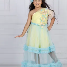 The Lush Affair Solid Floral Net Fit & Flare Dress image 1