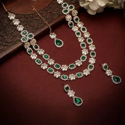 Atasi International Gold-Plated Crystals & American Diamond Studded Jewellery Set-image-76