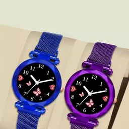 SZN Women Dial & Stainless Steel Straps Analogue Watch Mag Flower Blue+PurpleSZNN36514455-image-66