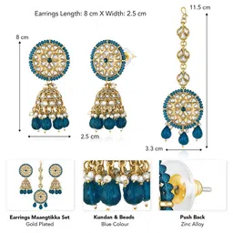 Peora Gold-Plated Kundan-Studded & Beaded Jewellery Set image 3