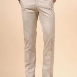 Cantabil Fawn Men Comfort Slim Fit Pleated Formal Trousers-picture-11