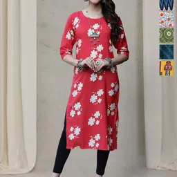 7Threads Women Pack Of 6 Ethnic Motifs Printed Straight Crepe Kurta image 1