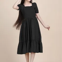 FIXOCRA Puff Sleeve Fit & Flare Midi Dress image 2