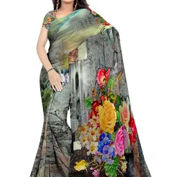 SHIVAM FABRICS Floral Poly Georgette Saree-picture-28
