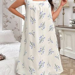 ETC Women Floral Printed Square Neck Sleeveless Midi Nightdress-picture-13