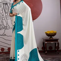 Anouk Rustic Ethnic Motifs Printed Designer Satin Banarasi Saree With Blouse Piece image 2