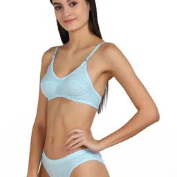 samvar Women Blue,Yellow Cotton Bra Panty Set for Lingerie Set Undergarments Pack of 2 image 2