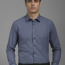 Louis Philippe Men Slim Fit Spread Collar Vertical Striped Cotton Formal Shirt-picture-36