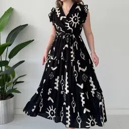 CORSICA Print Flutter Sleeve Maxi Dress image 2