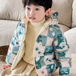 Babymoon Unisex Hooded Geometric Printed Lightweight Puffer Jacket image 2