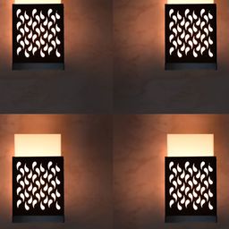 Gojeeva Black 4 Pieces Wood Square Shaped Textured Contemporary Wall Lamp-picture-3