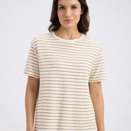 Pepe Jeans Women Striped Extended Sleeves Pure Cotton Pockets T-shirt-picture-16