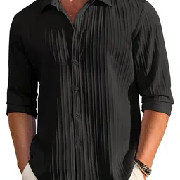 COMBRAIDED Men Black Polycotton Shirts image 4
