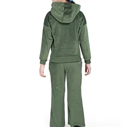 PLUM TREE Girls Pure Cotton Zip-Up Hooded Sweatshirt & Wide Leg Pants image 5