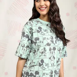 Tokyo Talkies Women Mickey Mouse Printed Drop-Shoulder Sleeves Boxy T-shirt-picture-14