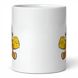 Mr UVD White & Brown Cartoon Characters Printed Ceramic Glossy Mug 350 ml image 4