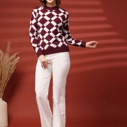 Clora Creation Women Argyle Woollen Pullover image 5