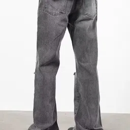 StyleCast x Revolte Men Flared Slash Knee Light Fade Jeans image 3