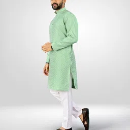 Ladyflock Men Geometric Thread Work Kurta image 2