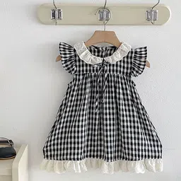 LULU & SKY Checked Flutter Sleeve Fit & Flare Dress image 3