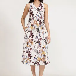FableStreet Women Floral Print Satin A-Line Midi Dress-picture-36