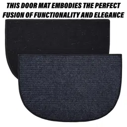 Aura Black & Green 3 Pieces D-Shape-Lining Woolen Anti-Skid Doormats image 2