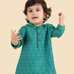 Fabindia Boys Abstract Printed Band Collar Straight Kurta-image-41
