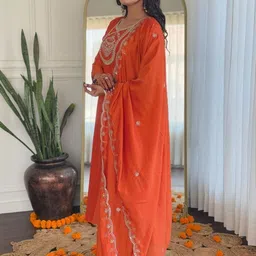 Women Basket Women Ethnic Motifs Embroidered Tiered Sequinned Kurta with Churidar & With Dupatta image 3