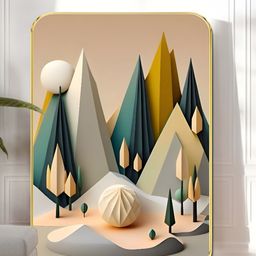 Livin'luxe Brown & Blue Abstract Geometric Printed Wooden Wall Art-picture-49