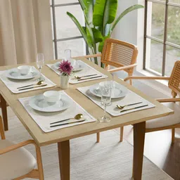 fingercraft 4Pcs Cream-Colored & White Rectangular Table Placemats image 2