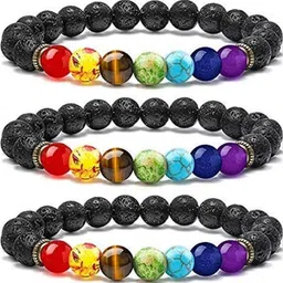 Divine souvenirs Unisex Set Of 3 Artificial Beaded Elasticated Bracelets image 1