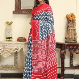 Pinkcity Trade World Woven Design Pure Cotton Ikat Saree-picture-14