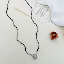 ABDESIGNS Silver-Plated American Diamond Studded and Beaded Mangalsutra-picture-22