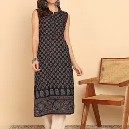 Vbuyz Floral Printed Notch Neck Straight Kurta-picture-35