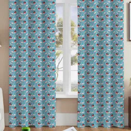 Nefertiti Home Blue & Red 2 Pieces Abstract Printed Black Out Long Door Curtains-picture-11