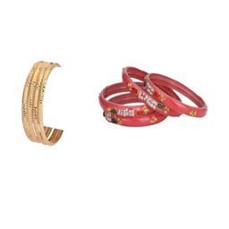 1ST TIME Set Of 8 Gold-Toned Alloy Artificial Stones & Beads Antique Bangles-picture-48